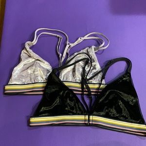Set of 2 Black and Gray VS Velvet Bralettes